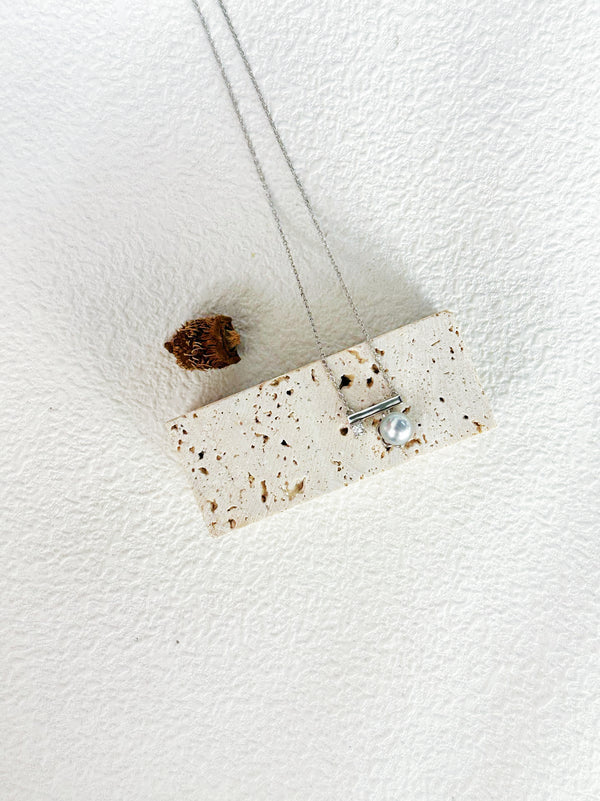 S925 Sterling Silver Sugar Cube Pearl Necklace - Exquisite and Versatile Adjustable Clavicle Chain