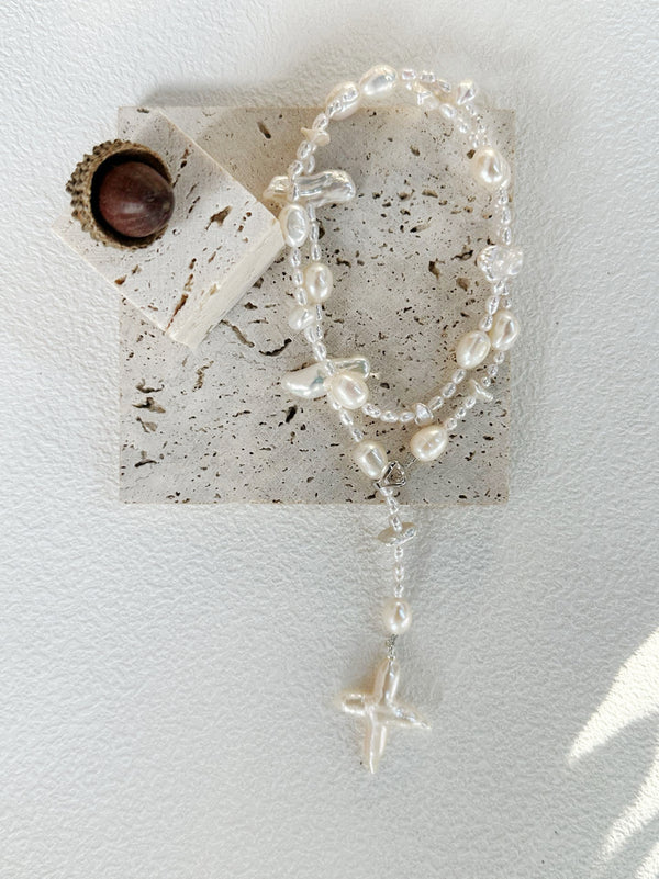 Cross Pendant Baroque Pearl  Necklace